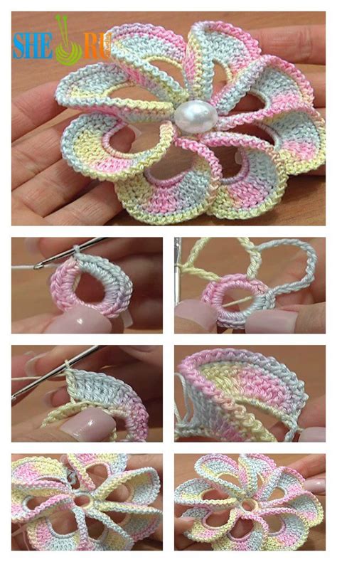 3d Spiral 8 Petal Crochet Flower Trim Around Video Tutorial Crochet