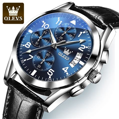 Olevs Male Wristwatch Business Olevs Watches Leather Band Top Brand