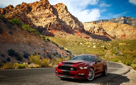 Download Wallpapers Ford Mustang 2016 Shelby Super Snake Red