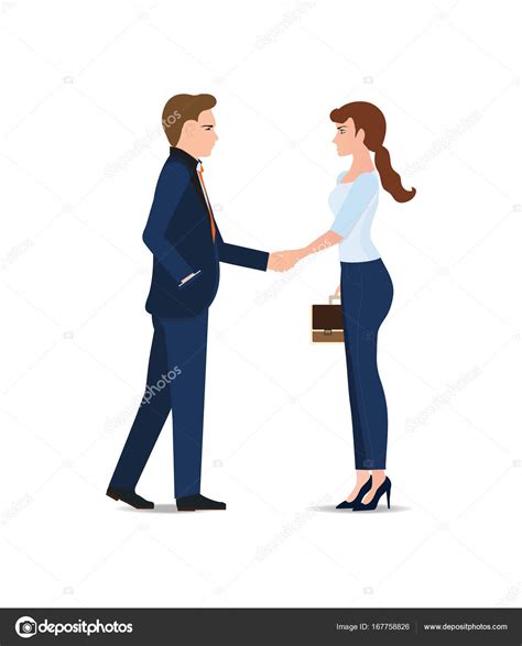 Business Man And Business Woman Handshake Making A Deal — Stock Vector