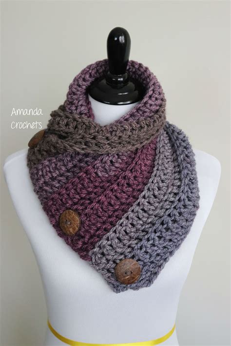 Crochet Cowl Scarf Pattern With Buttons Ava Crochet