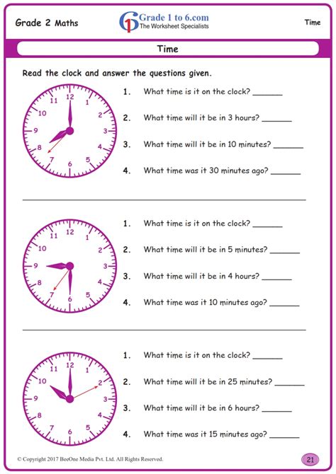 Telling Time Work Sheets