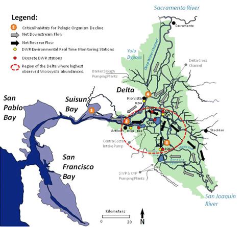 Map Of The Sacramento San Joaquin Delta And Sampling Sites Locations