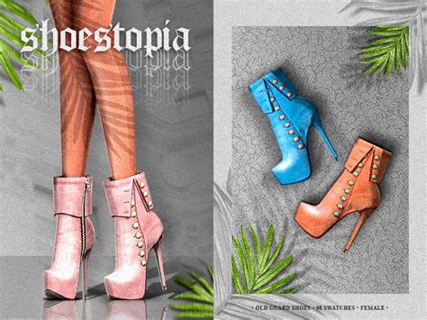 A Pair Of High Heeled Shoes Next To A Pine Tree And The Words Shoestopia