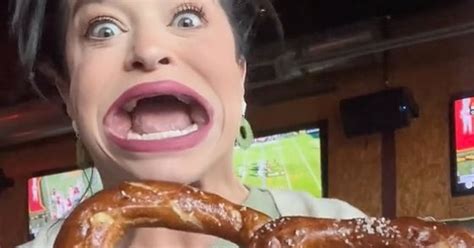 Woman With World S Biggest Mouth Attempts To Shove Giant Pretzel In Her Gob Daily Star
