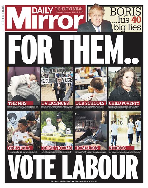 General Election 2019 How The Sun Daily Mail Daily Mirror And Other