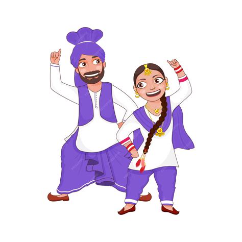 Premium Vector Cheerful Punjabi Couple Performing Bhangra Dance In