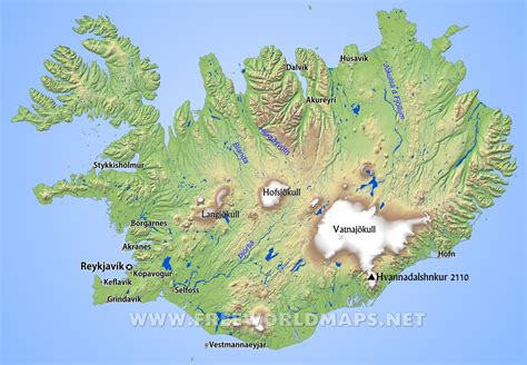 Geographical Map Of Iceland Topography And Physical Features Of Iceland