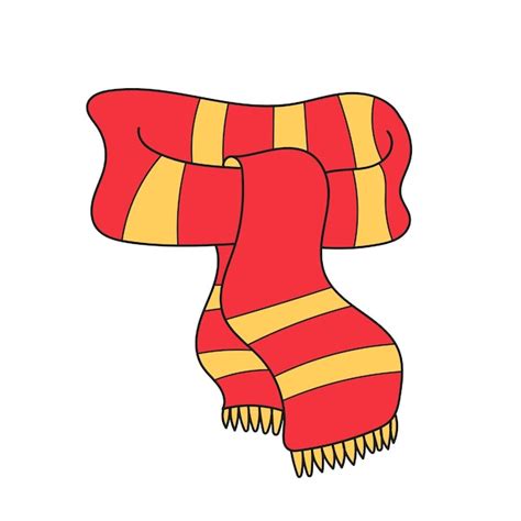Icono De Dibujos Animados Simple Bufanda Roja Y Amarilla Con Flecos En