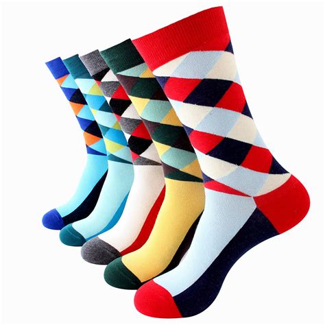 Plain Five Color Mens Colorful Crew Socks Premium Cotton Fun Socks Amedeo Exclusive