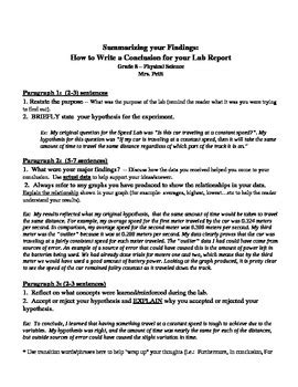 A report conclusion should summarize what the problem or goal is and offer new insights into the situation. How to Write a Conclusion for a Lab Report by MS Science ...