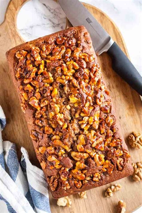 The sour cream makes this one so moist it melts in your mouth. Best Banana Nut Bread Recipe with Caramelized Nut Topping