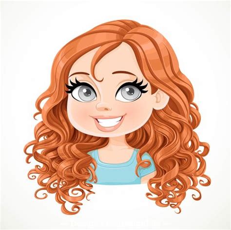 Cute Brown Curly Hair Girl Vector Free Download