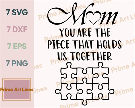 Mom You Are The Piece That Holds Us Together Svg Mom Puzzle Etsy Canada