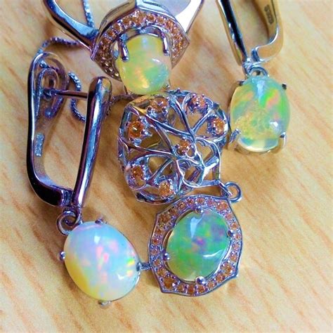 Natural Ethiopian Opal Silver Sterling Necklace Earrings Etsy