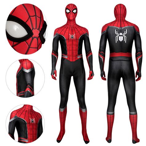 Spider Man Black And Red Suits Far From Home Spider Bodysuit Oneherosuits