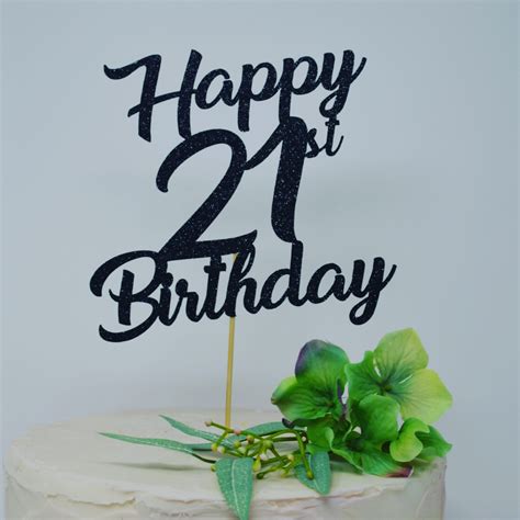 Happy 21th Birthday Cake Topper, 21th Birthday Topper, Birthday Cake Topper, Custom Birthday ...