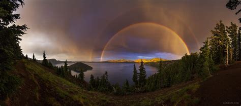 Crater Lake Rainbow Panoramic Scenic Pictures Panoramic Photo