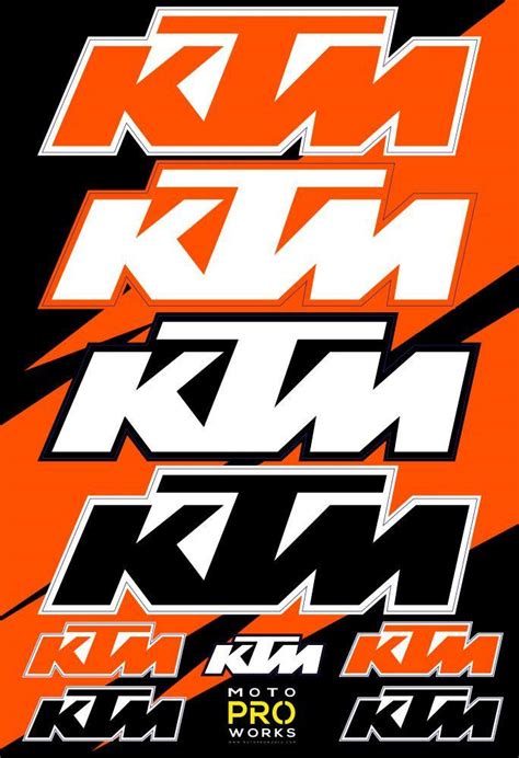 Ktm Sticker Sheets Large Logo Motoproworks Decals And Graphic Kit