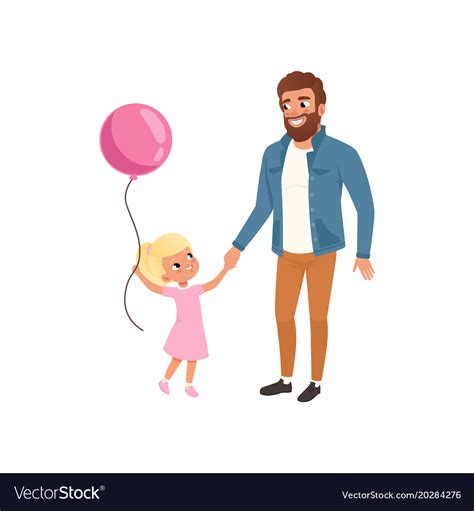 smiling father and his little daughter with pink vector image