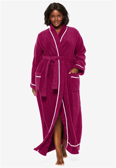 Spa Terry Long Wrap Robe By Dreams And Co Plus Size Robes Roamans