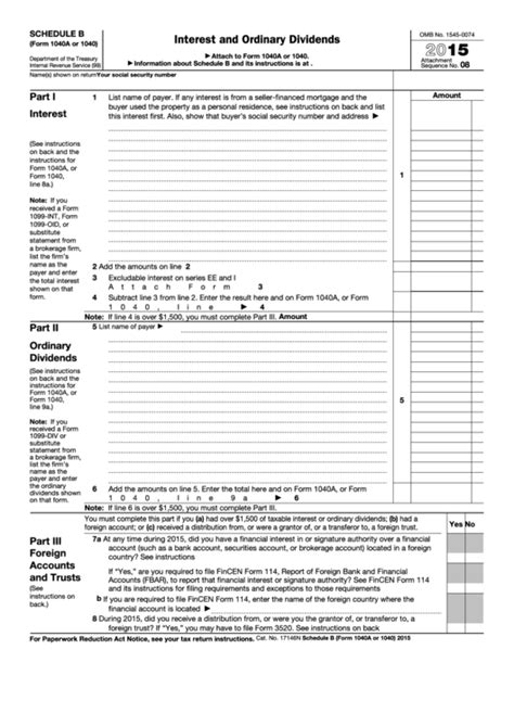 Printable Irs Form Schedule B Printable Forms Free Online