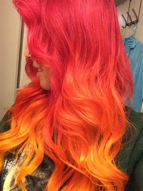 Red Ombre Hair Aka Fire Hair Yeaaaa Orange Ombre Hair Hair Color