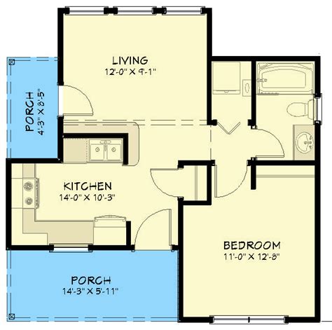 500 Square Foot Smart Sized One Bedroom Home Plan 430817sng