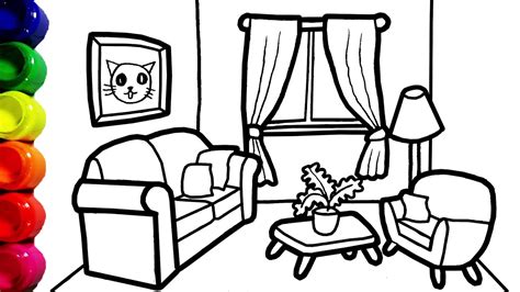 How To Draw A Living Room Drawing And Coloring For Kids Toddlers