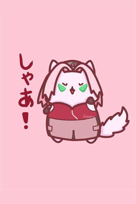 Sakura Haruno Kitty In 2021 Naruto Fan Art Kawaii Art Cat Illustration