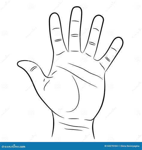 Entregue Mostrar Cinco Dedos No Branco Das Ilustrações Ilustração Stock Ilustração de polegar