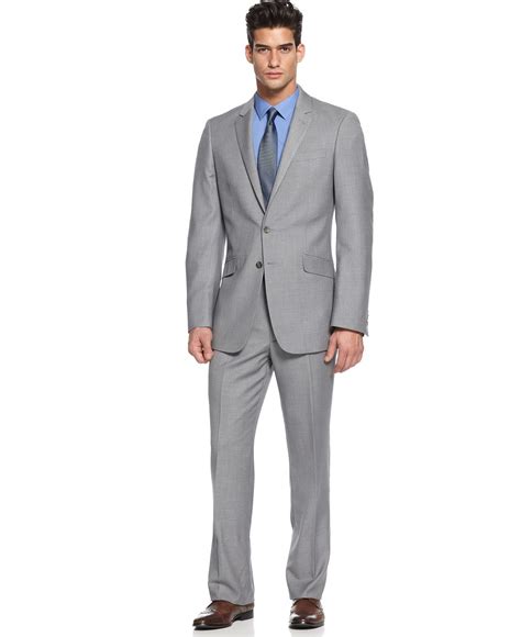 Kenneth Cole Reaction Suit Light Grey Striped Suits And Suit Separates
