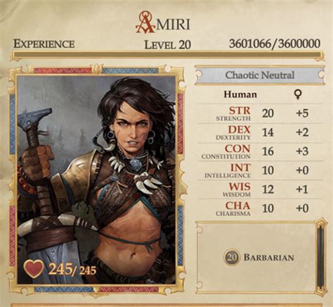 Pathfinder Kingmaker Builds: Amiri the Barbarian | Fextralife