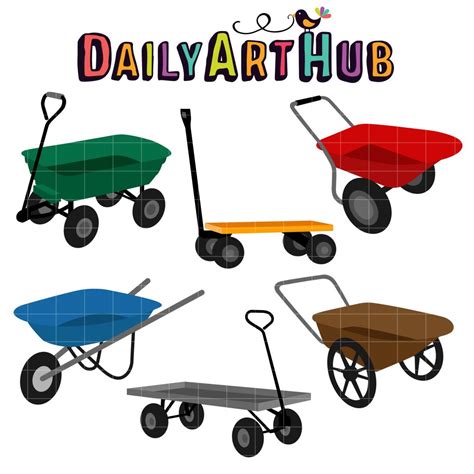 Garden Carts And Wagons Clip Art Set Daily Art Hub Graphics