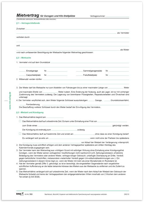 Wohnungs Einheitsmietvertrag Rnk Verlag