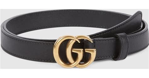 Lyst Gucci Leather Belt With Double G Buckle In Metallic