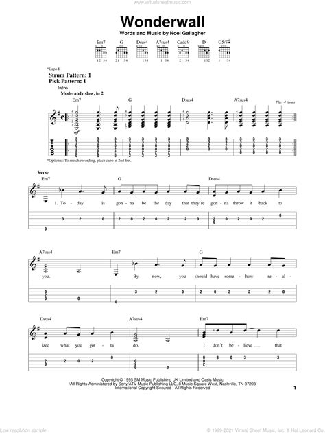 7 top guitar books & learning courses. Oasis - Wonderwall sheet music for guitar solo (easy tablature)