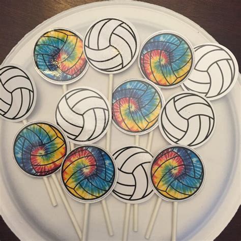 Volleyball Cupcake Toppers 12 Party By Partyperksboutique On Etsy