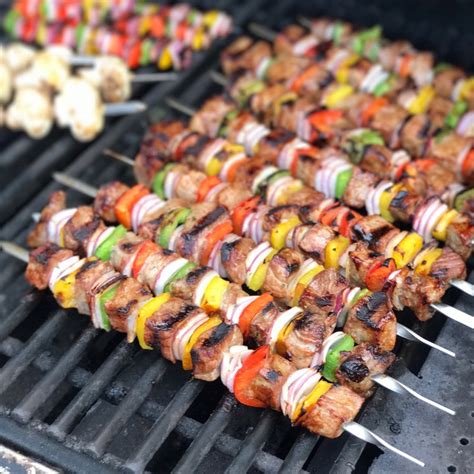 Shish kebabs (also kabobs) is a middle eastern dish where pieces of meat, fish, or vegetables are grilled on a skewer or spit originating in the middle east and later adopted in greek cuisine. Grilled Beef Sirloin Kabobs - DadCooksDinner