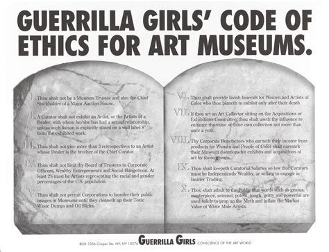 Guerrilla Girls Guerrilla Girls Code Of Ethics For Art Museums