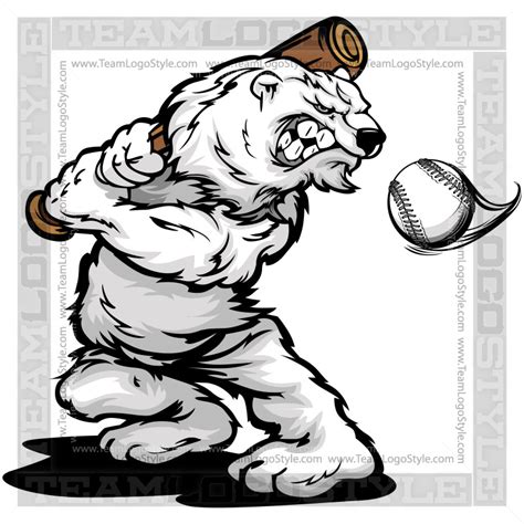 polar bear swinging baseball bat vector format eps