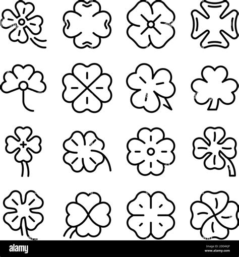 Clover Icons Set Outline Set Of Clover Vector Icons For Web Design