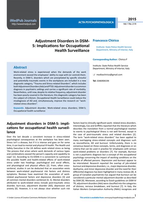 The maladaptive response usually involves otherwise normal emotional and behavioral reactions that. (PDF) Adjustment Disorders in DSM-5: Implications for ...