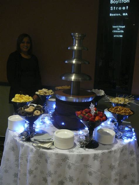 Chocolate Fondue With Fruit Donuts Marshmellows Pretzels Etc For A