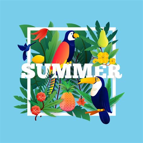 Tropical Summer Banner Vector Design Illustration Stock Vector
