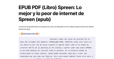 Descargar Pdf Epub Gratis Spreen Lo Mejor Y Lo Peor De Internet De