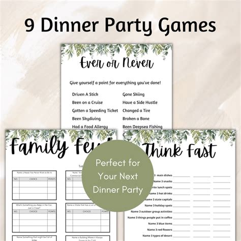9 Printable Dinner Party Games Dinner Table Party Games Icebreaker Games Dinner Party Games