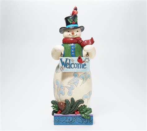 Jim Shore Heartwood Creek Indooroutdoor Snowman Statue With Sign