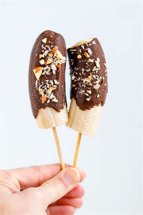 these healthy chocolate covered banana pops are made with just four ingredients simple refre