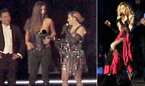 Madonna Pulls Down A Female Fans Top And Exposes Her Bare Breast In Brisbane Daily Mail Online
